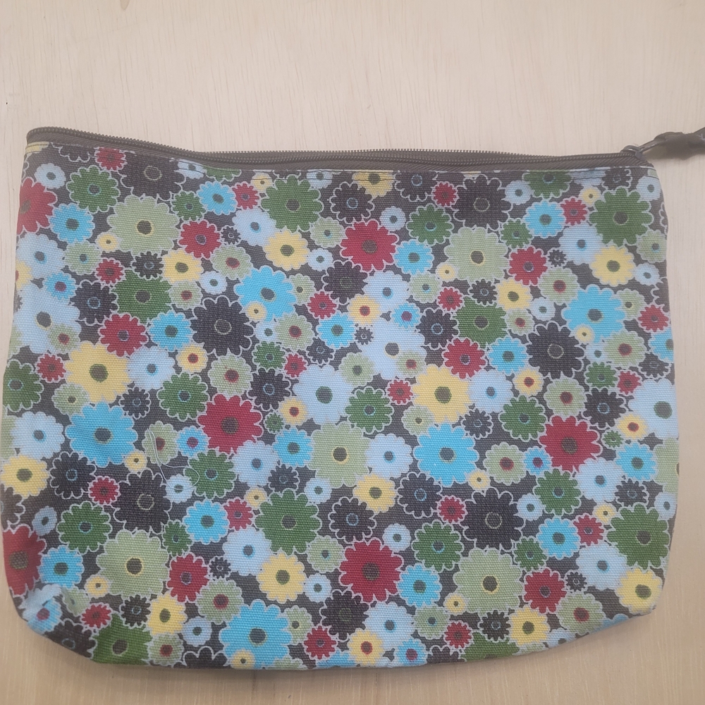 Thirty-One Floral Cosmetic Bag - Black, Red, Green, Blue